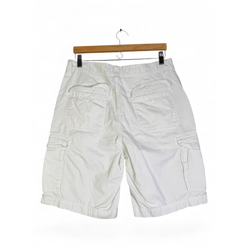 St Johns Bay Mens White Cotton Cargo Shorts Size 32 Relaxed Fit Utility Summer - Picture 4 of 4